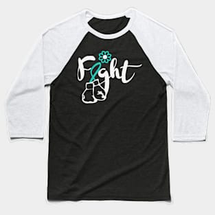 Fight Faith Hope Cure Support PCOS Awareness Teal Ribbon Warrior Baseball T-Shirt